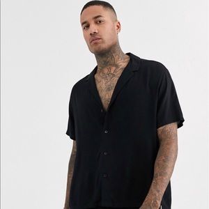 ASOS Design relaxed fit black viscose shirt